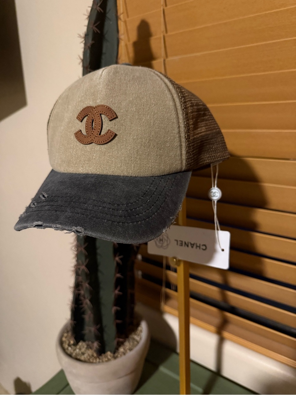 CC Designer leather logo baseball hat